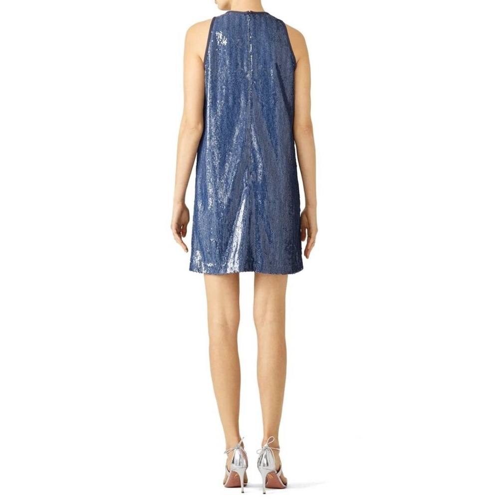 NWT Carmen Marc Valvo Size 10 Sequin Sleeveless Blue Shift Dress Party Dress. - Picture 3 of 8